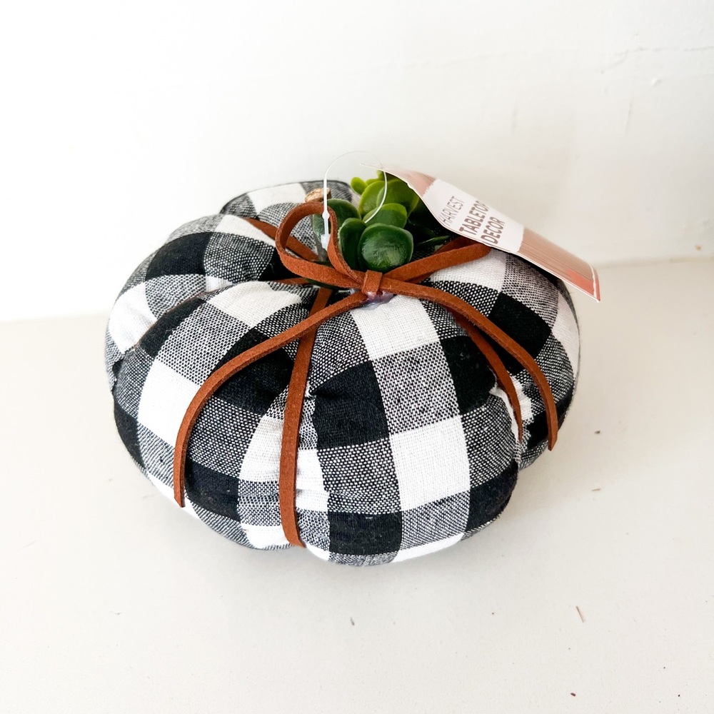 Fall Home Decor - Buffalo Plaid Table Top Pumpkin Pillow